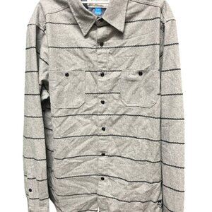 Crooks and Castle Grey Striped Button Up Mens Large